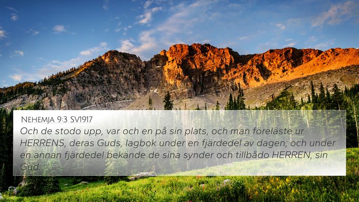 Nehemja 9:3 SV1917 Bible Verse Image