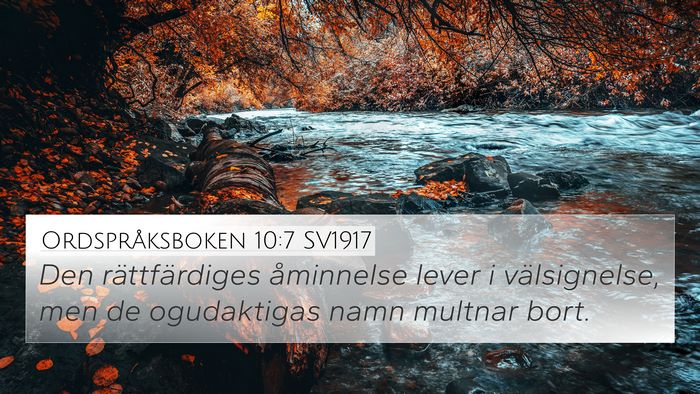 Ordspråksboken 10:7 SV1917 Bible Verse Image