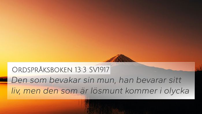 Ordspråksboken 13:3 SV1917 Bible Verse Image
