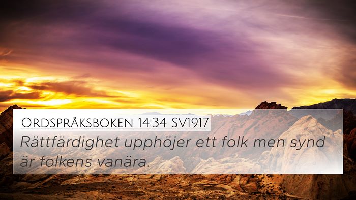Ordspråksboken 14:34 SV1917 Bible Verse Image
