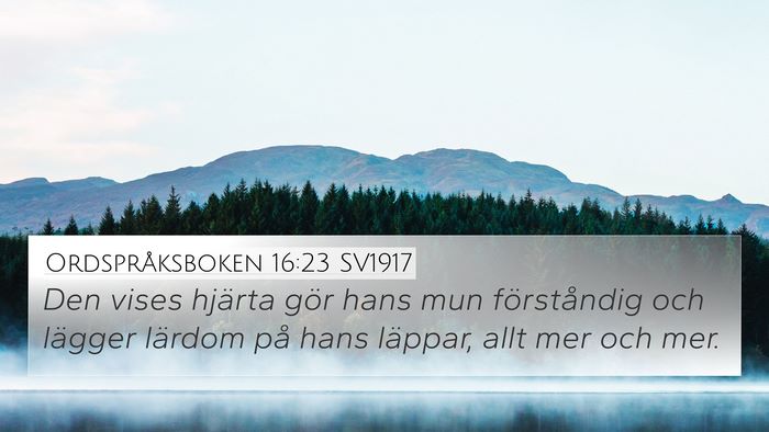 Ordspråksboken 16:23 SV1917 Bible Verse Image