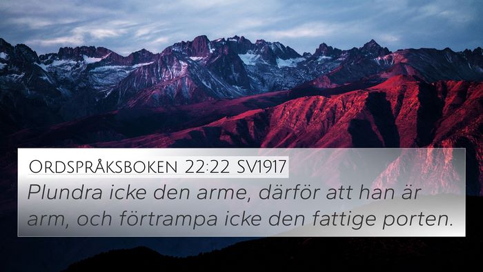 Ordspråksboken 22:22 SV1917 Bible Verse Image