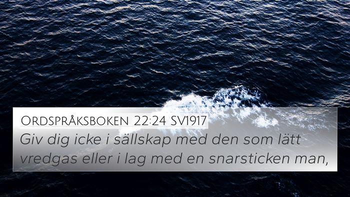 Ordspråksboken 22:24 SV1917 Bible Verse Image