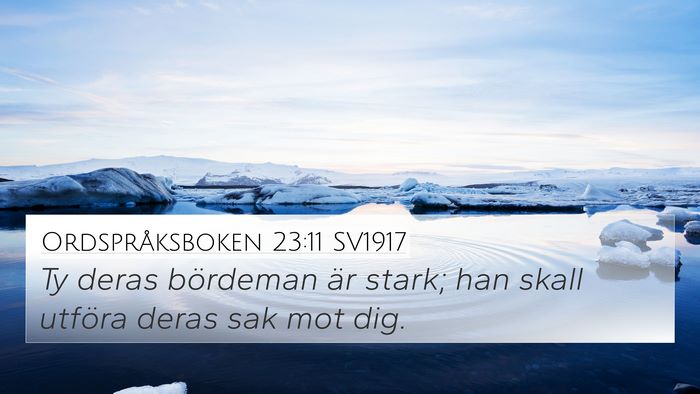 Ordspråksboken 23:11 SV1917 Bible Verse Image