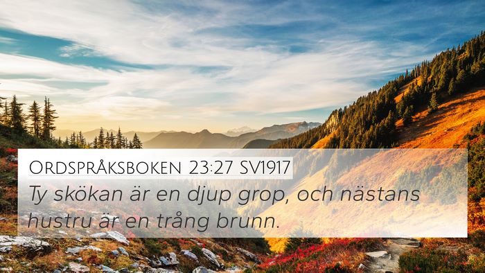 Ordspråksboken 23:27 SV1917 Bible Verse Image