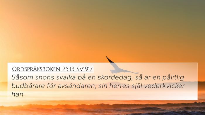 Ordspråksboken 25:13 SV1917 Bible Verse Image