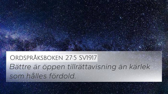 Ordspråksboken 27:5 SV1917 Bible Verse Image