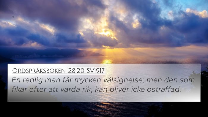 Ordspråksboken 28:20 SV1917 Bible Verse Image