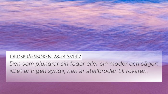Ordspråksboken 28:24 SV1917 Bible Verse Image