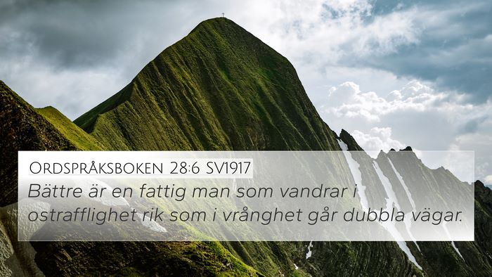 Ordspråksboken 28:6 SV1917 Bible Verse Image