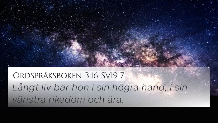 Ordspråksboken 3:16 SV1917 Bible Verse Image