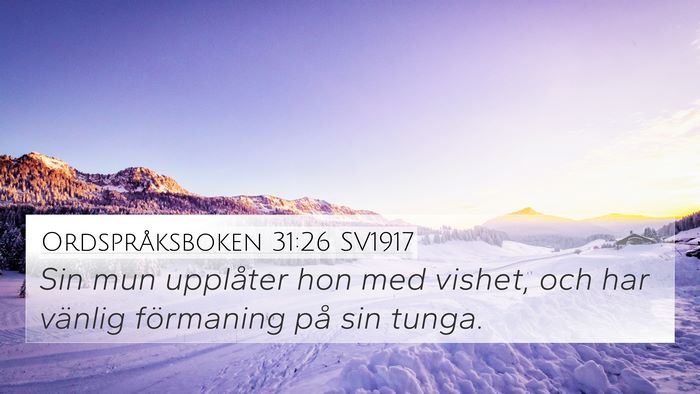Ordspråksboken 31:26 SV1917 Bible Verse Image