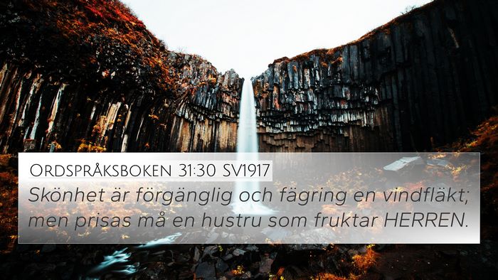 Ordspråksboken 31:30 SV1917 Bible Verse Image