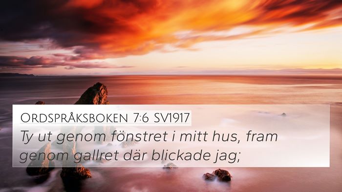 Ordspråksboken 7:6 SV1917 4K Wallpaper - Ty ut genom fönstret i mitt hus, fram genom - 4K Wallpaper Bible Verse