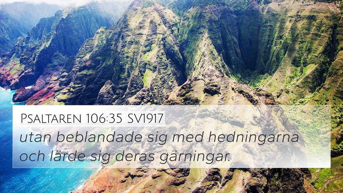 Psaltaren 106:35 SV1917 Bible Verse Image