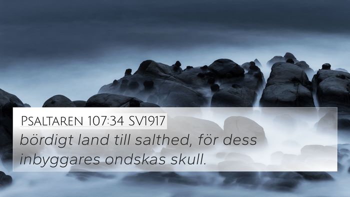 Psaltaren 107:34 SV1917 Bible Verse Image