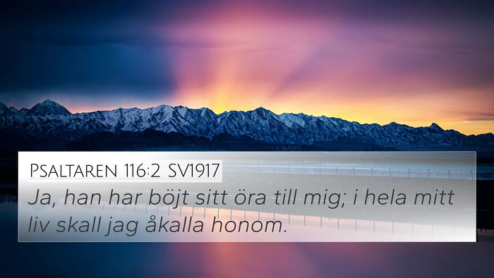 Psaltaren 116:2 SV1917 Bible Verse Image