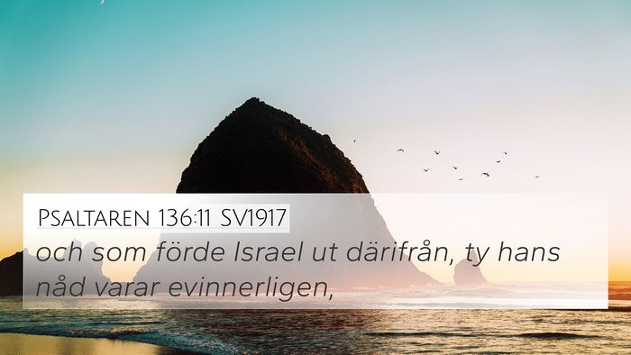 Psaltaren 136:11 SV1917 4K Wallpaper - och som förde Israel ut därifrån, ty hans nåd - 4K Wallpaper Bible Verse