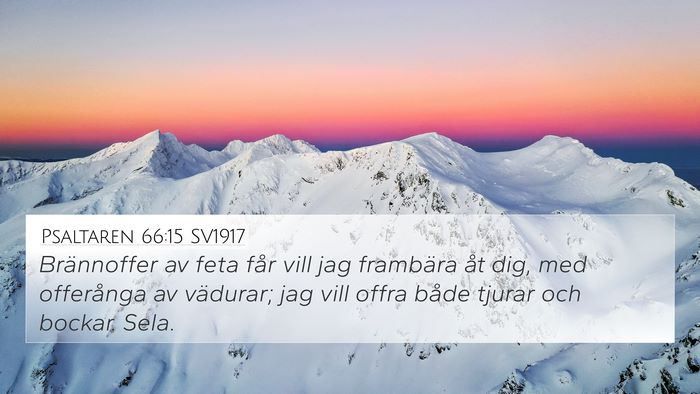 Psaltaren 66:15 SV1917 4K Wallpaper - Brännoffer av feta får vill jag frambära åt - 4K Wallpaper Bible Verse