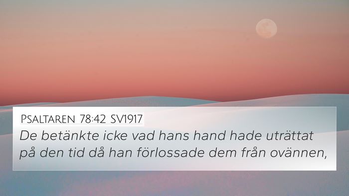 Psaltaren 78:42 SV1917 Bible Verse Image