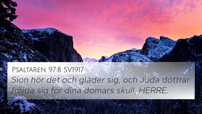Psaltaren 97:8 SV1917 Bible Verse Image