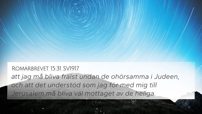 Romarbrevet 15:31 SV1917 Bible Verse Image