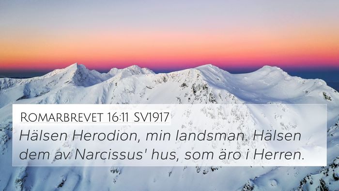 Romarbrevet 16:11 SV1917 Bible Verse Image
