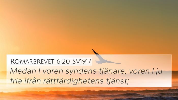 Romarbrevet 6:20 SV1917 4K Wallpaper - Medan I voren syndens tjänare, voren I ju fria - 4K Wallpaper Bible Verse