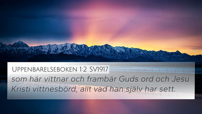 Uppenbarelseboken 1:2 SV1917 4K Wallpaper - som här vittnar och frambär Guds ord och Jesu - 4K Wallpaper Bible Verse