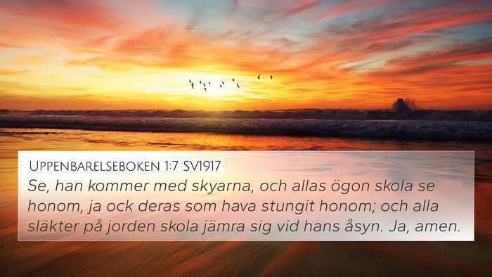 Uppenbarelseboken 1:7 SV1917 Bible Verse Image