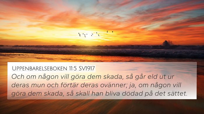 Uppenbarelseboken 11:5 SV1917 Bible Verse Image