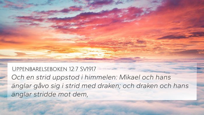 Uppenbarelseboken 12:7 SV1917 Bible Verse Image