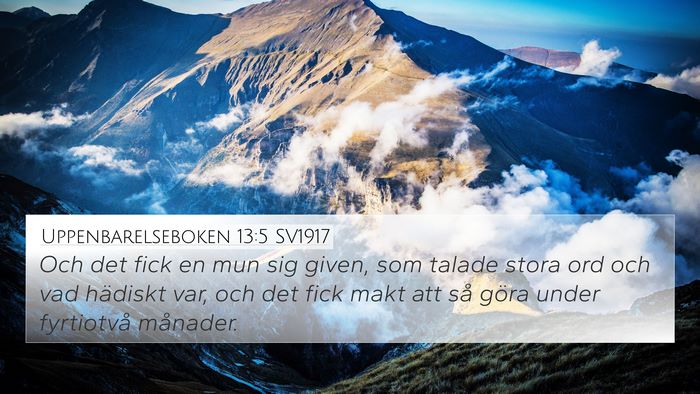Uppenbarelseboken 13:5 SV1917 Bible Verse Image