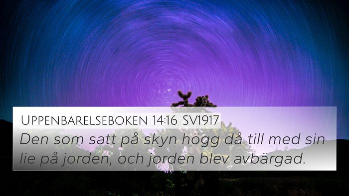 Uppenbarelseboken 14:16 SV1917 4K Wallpaper - Den som satt på skyn högg då till med sin lie - 4K Wallpaper Bible Verse