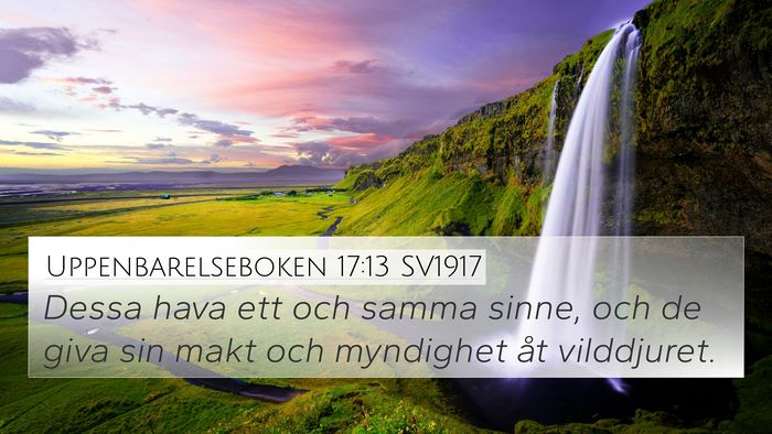 Uppenbarelseboken 17:13 SV1917 Bible Verse Image
