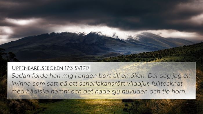 Uppenbarelseboken 17:3 SV1917 Bible Verse Image