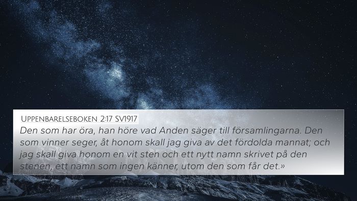Uppenbarelseboken 2:17 SV1917 Bible Verse Image