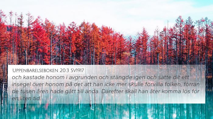 Uppenbarelseboken 20:3 SV1917 Bible Verse Image