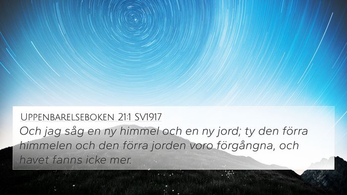 Uppenbarelseboken 21:1 SV1917 Bible Verse Image