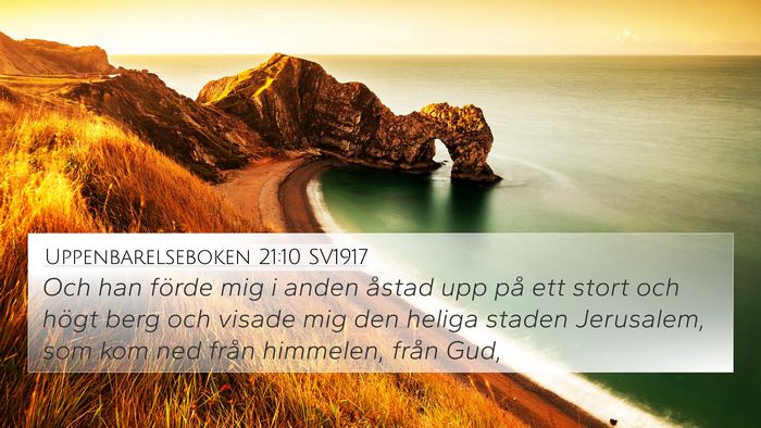 Uppenbarelseboken 21:10 SV1917 Bible Verse Image