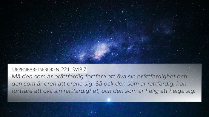 Uppenbarelseboken 22:11 SV1917 Bible Verse Image