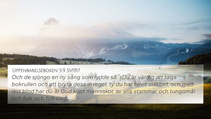 Uppenbarelseboken 5:9 SV1917 Bible Verse Image