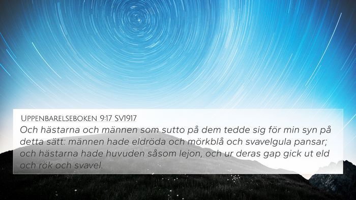 Uppenbarelseboken 9:17 SV1917 Bible Verse Image