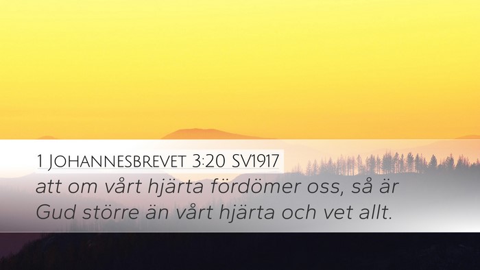 1 Johannesbrevet 3:20 SV1917 Bible Verse Image