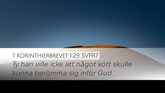 1 Korinthierbrevet 1:29 SV1917 Bible Verse Image
