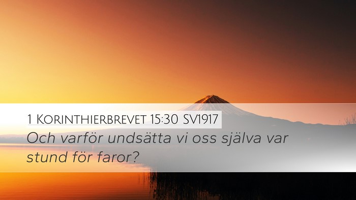 1 Korinthierbrevet 15:30 SV1917 Bible Verse Image