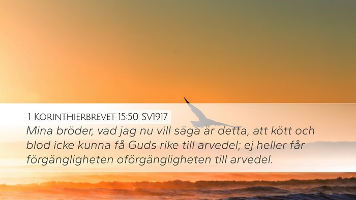 1 Korinthierbrevet 15:50 SV1917 Bible Verse Image