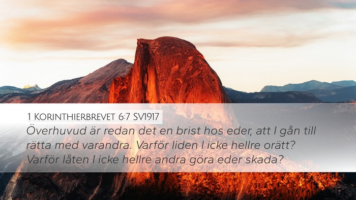 1 Korinthierbrevet 6:7 SV1917 Bible Verse Image