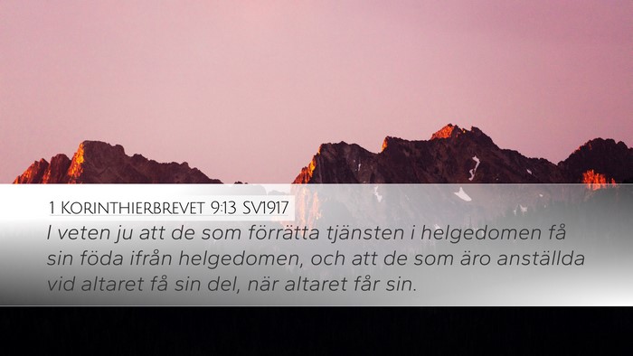 1 Korinthierbrevet 9:13 SV1917 Bible Verse Image