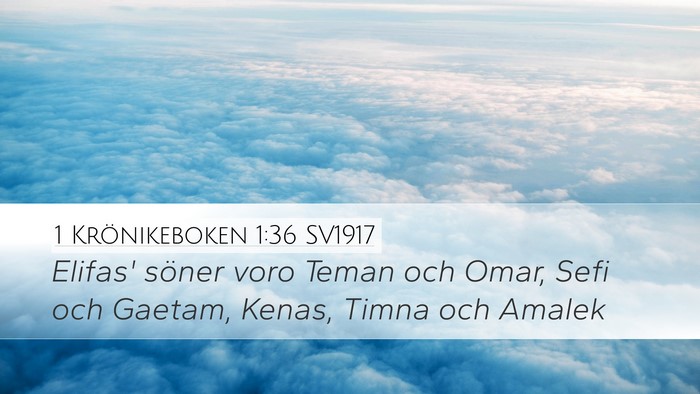 1 Krönikeboken 1:36 SV1917 Desktop Wallpaper - Elifas' söner voro Teman och Omar, Sefi och - Desktop Bible Verse Wallpaper